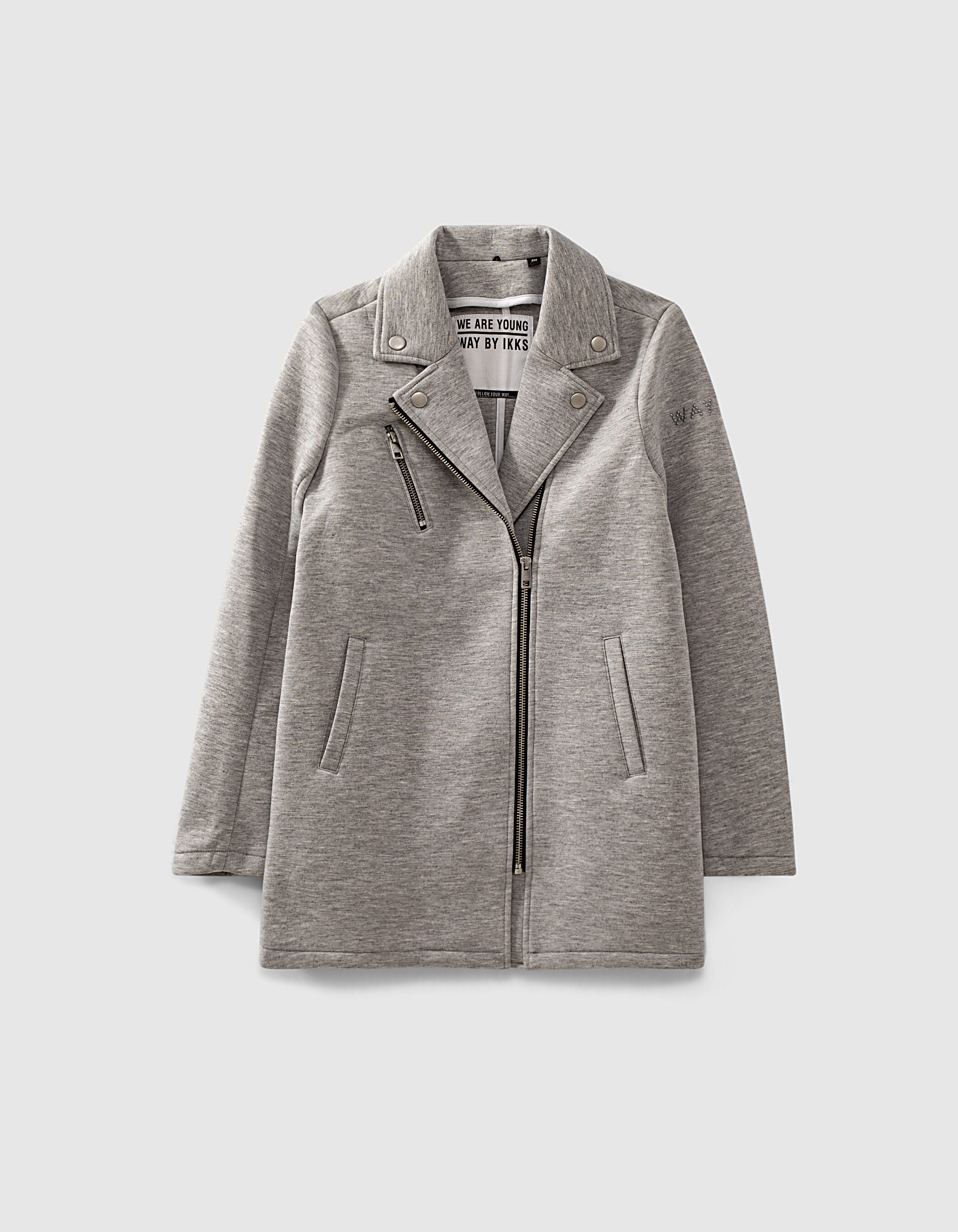 Soft brushed longline moto jacket clearance