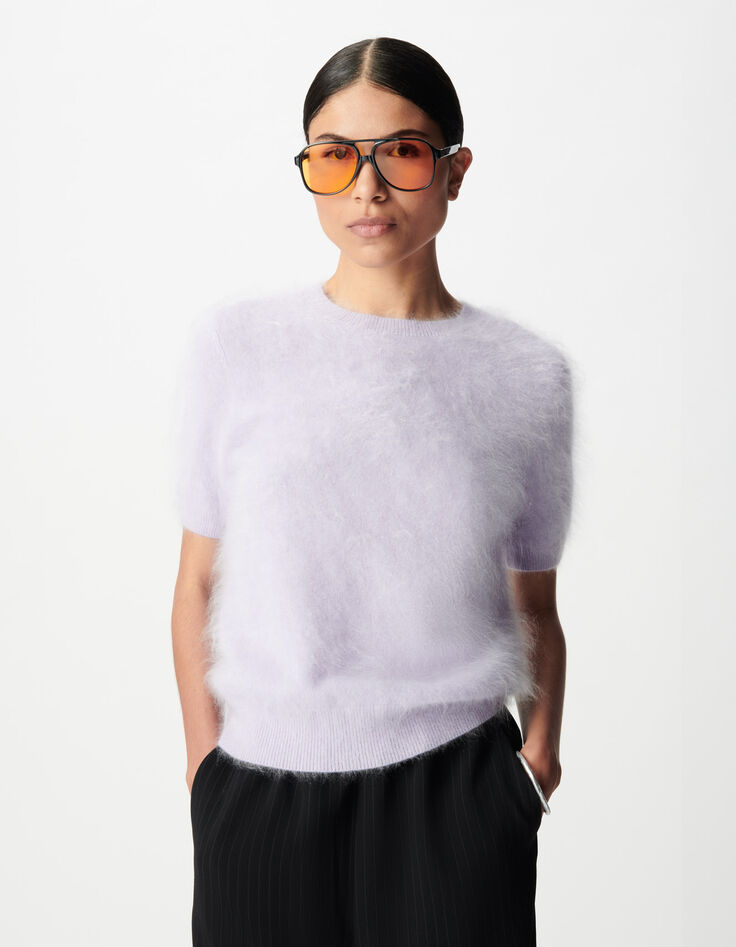 Women&rsquo;s lilac cashmere round-neck T-shirt-2