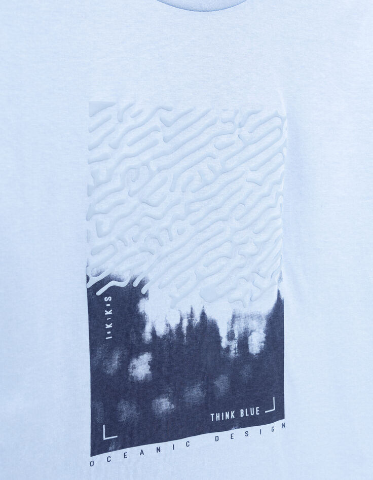 T-shirt bleu coton bio flocage ondes marines garçon-5
