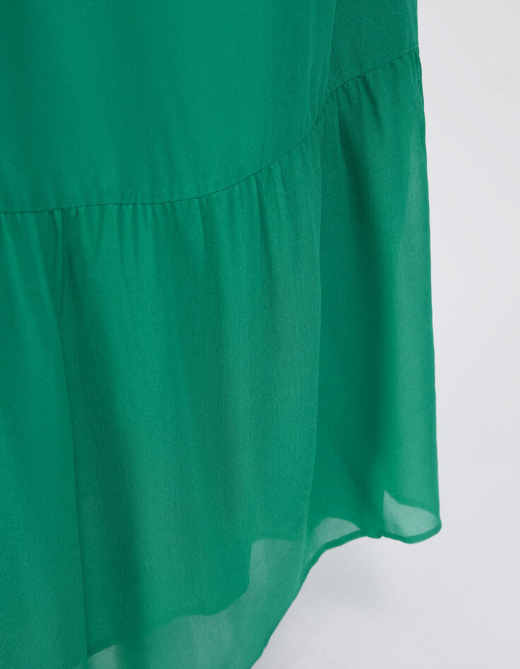 Women’s green wrap long dress-5