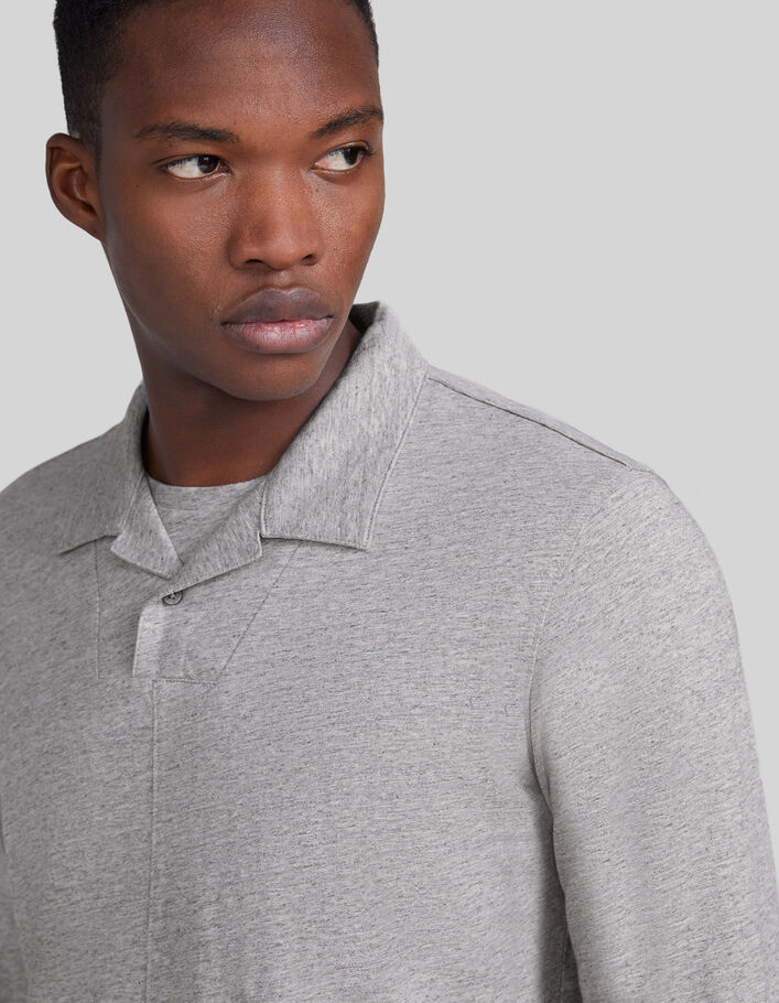 Men’s grey upcycled polo shirt with trompe-l'oeil collar - IKKS