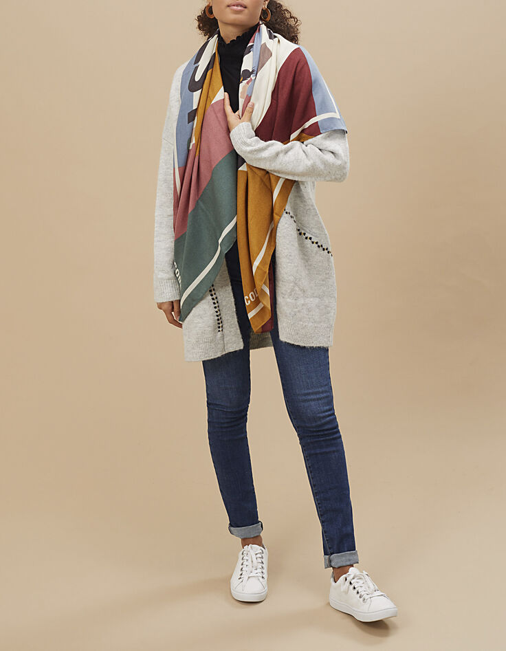 Manteau-cardigan écru en tricot à broderies I.Code-6