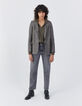 Cardigan capuche kaki chevron bijou et jeux de point femme-6