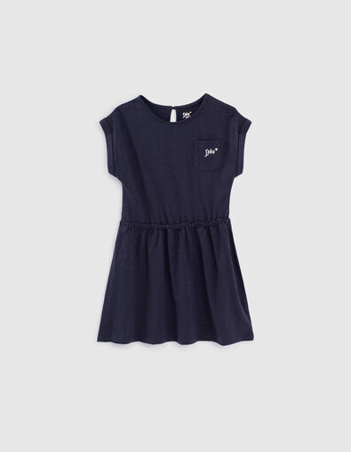 Navy jurk Essential geborduurd biokatoen meisjes - IKKS