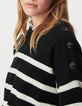 Schwarzer Damen-Marinepulli 100 % Wolle Schulterkn&ouml;pfe-4