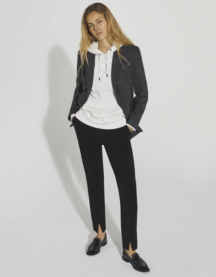 Sweat long oversize molleton blanc cassé visuel tag femme-5