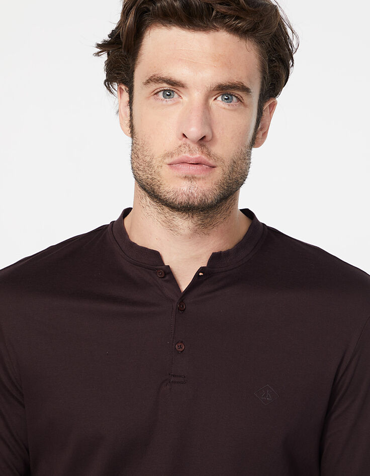 Polo prune en Interlock manches longues Homme-4