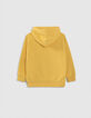Boys’ yellow hoodie with flocked velvet XL slogan-3
