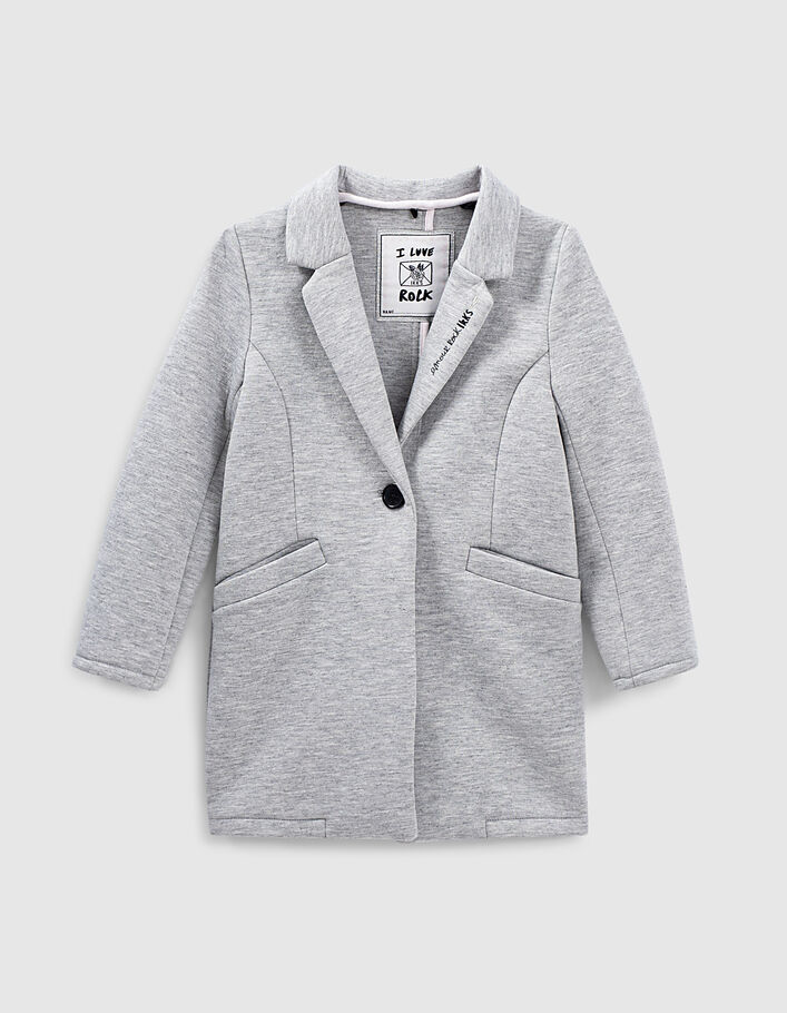 Girls’ grey coat with removable hood-facing-4