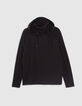 Men's black high neck hooded t-shirt-5