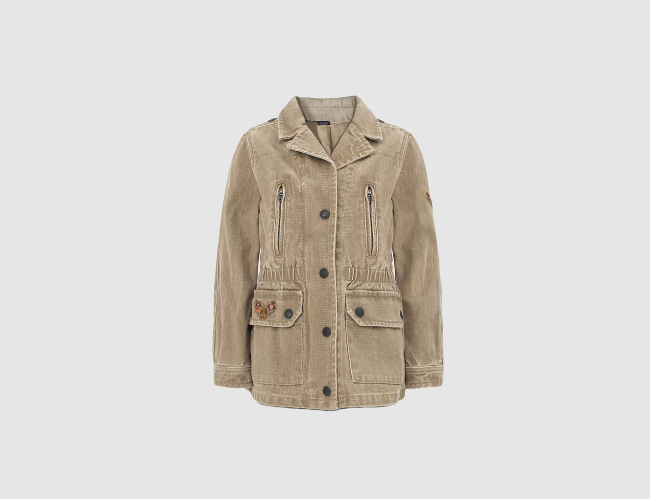 Girls’ light khaki Terra Denim safari jacket, P&L back - IKKS-3