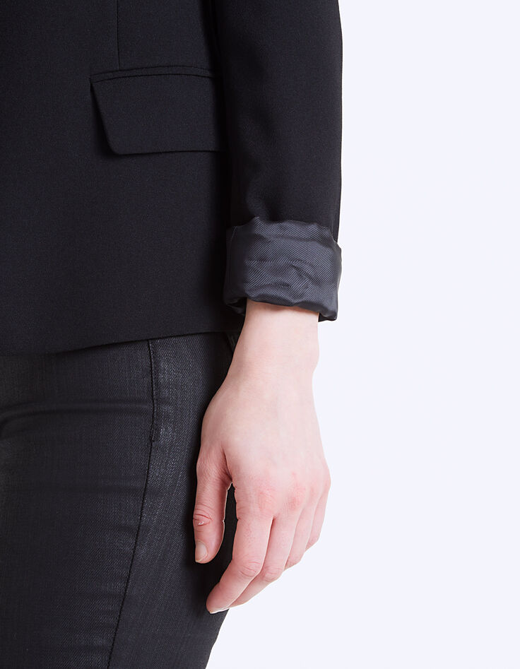 Veste tailleur crêpe col broderies bijoux femme-5