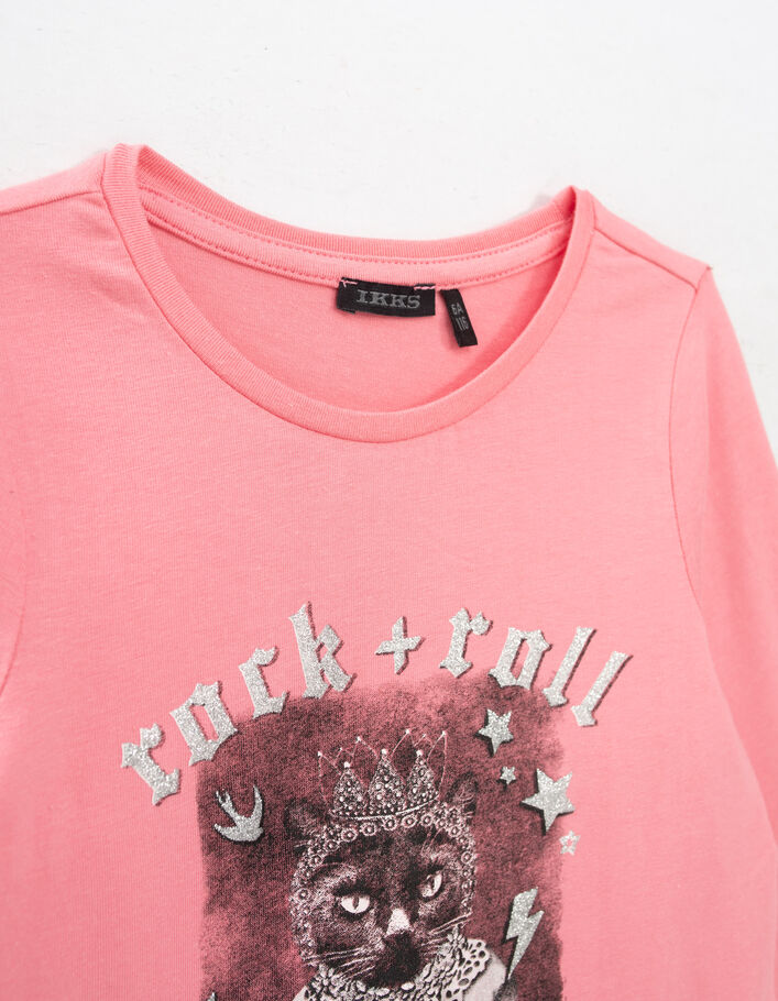 T-shirt rose vif visuel chat-princesse fille - IKKS