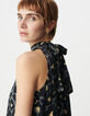 Top sans manches gris imprimé animalier Femme-5