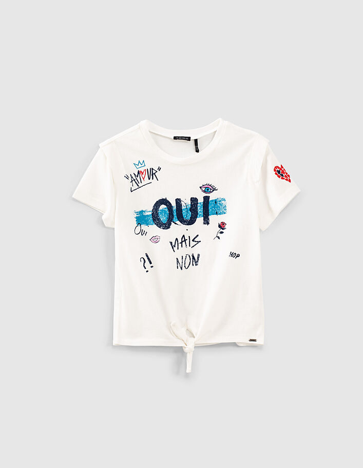 Mädchen-T-Shirt mit Motiv und Herzstickerei Mini Me  - IKKS
