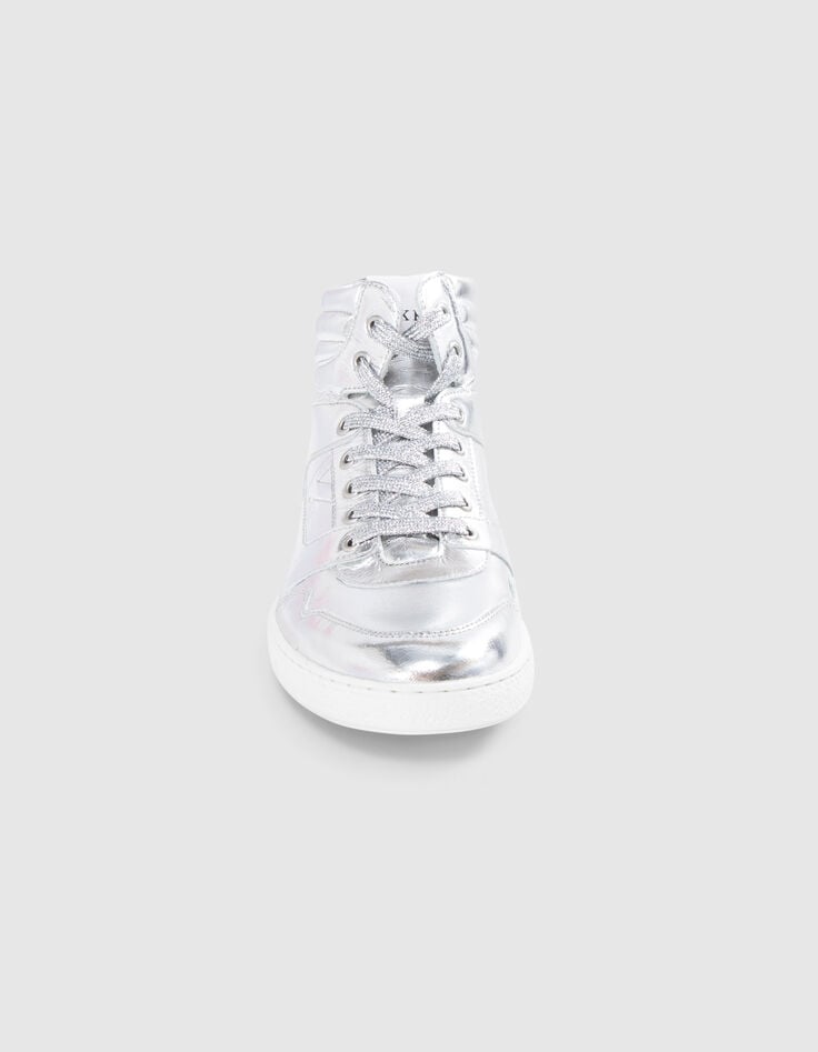 Sneakers montantes silver cuir métallisé Femme-2