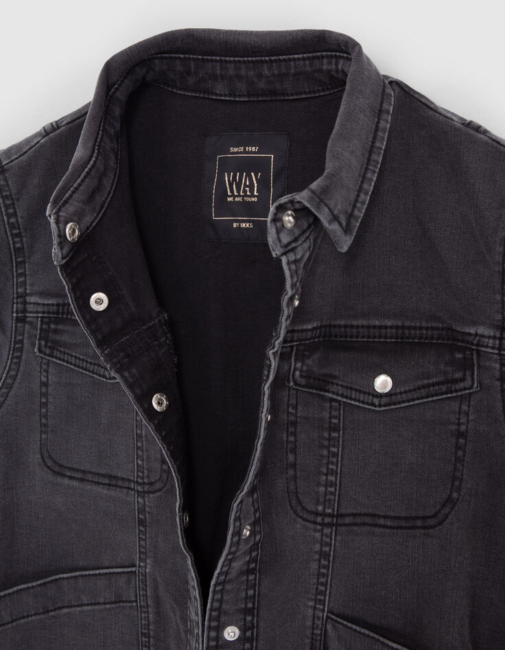 Ärmellose Mädchen-Jeansjacke in verwaschenem Schwarz-5