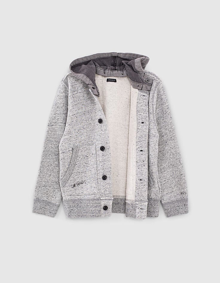 Grijs jeansvest met kap jongens -5 Grijs jeansvest met kap jongens -5