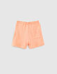 Short corail fluo long en nid d'abeille fille-3