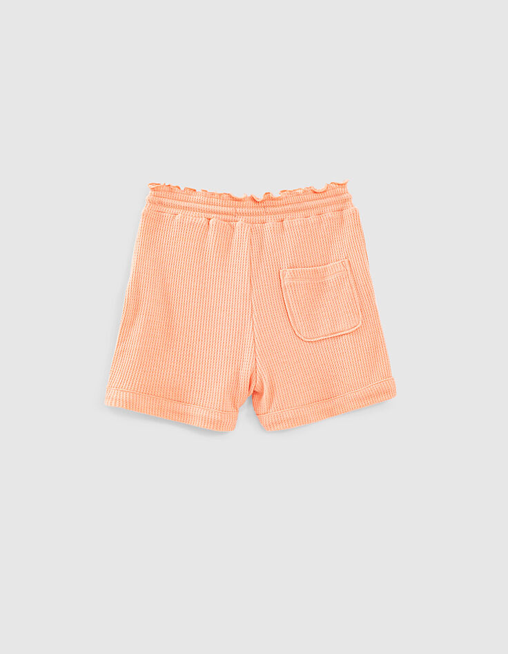 Short corail fluo long en nid d'abeille fille-3