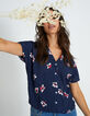 Top azul marino estampado flores I.Code-1