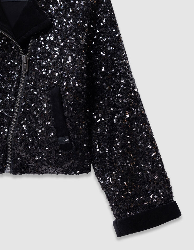 Girls’ black sequinned biker jacket-7 Girls’ black sequinned biker jacket-7