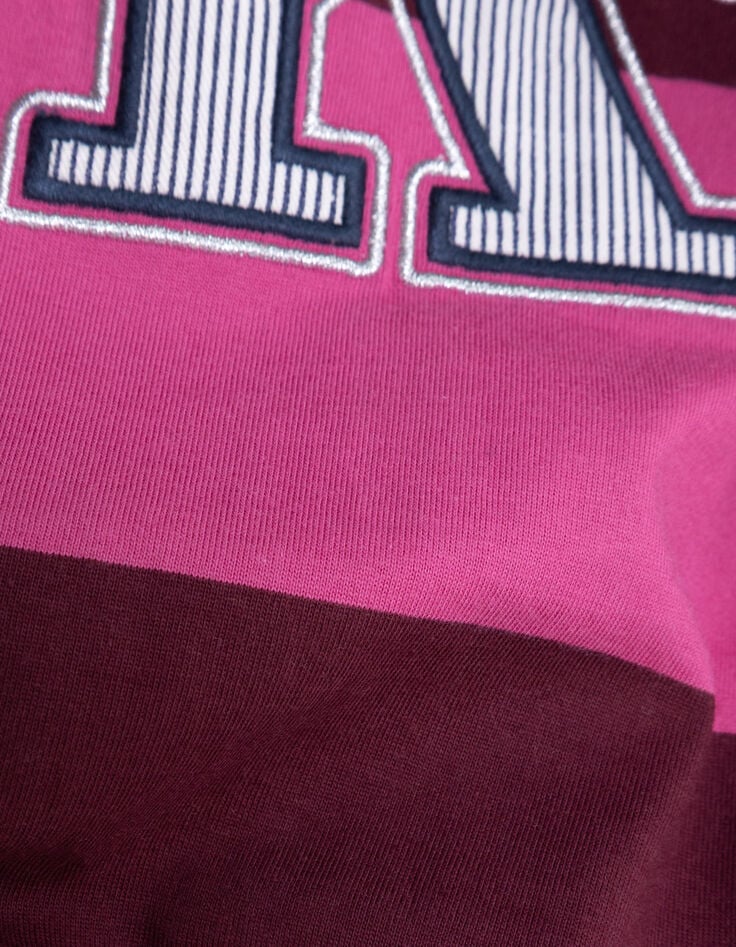 Polo rose coton bio rayures bordeaux col blanc fille-9 Polo rose coton bio rayures bordeaux col blanc fille-9