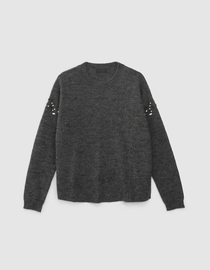 Grauer Pure Edition Damenpullover mit Stickerei-4