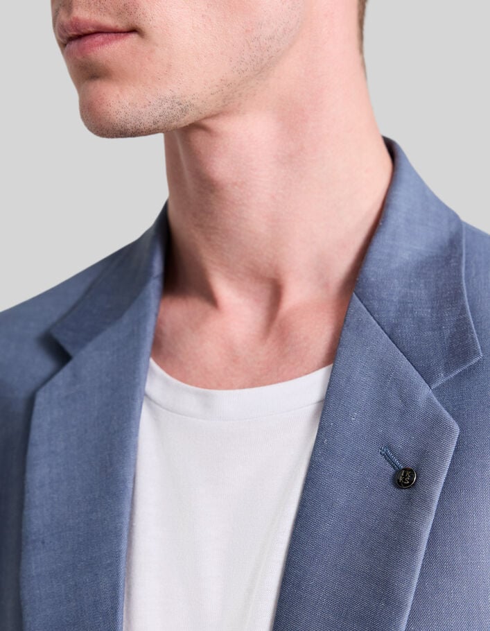 Men’s light blue linen blend suit jacket - IKKS