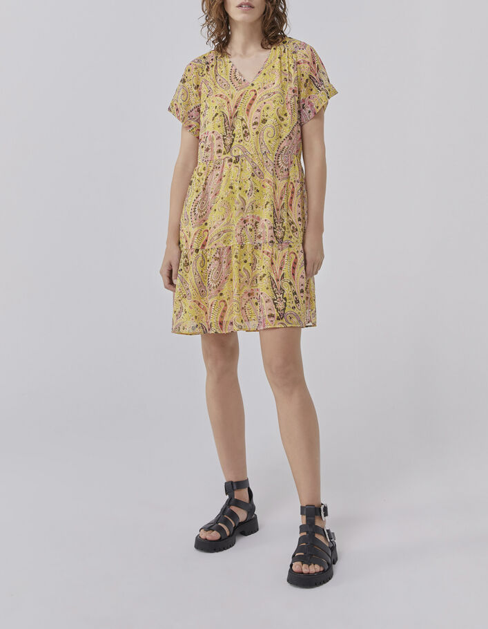 Gelbes Damenkleid mit Summer-Paisleyprint - IKKS