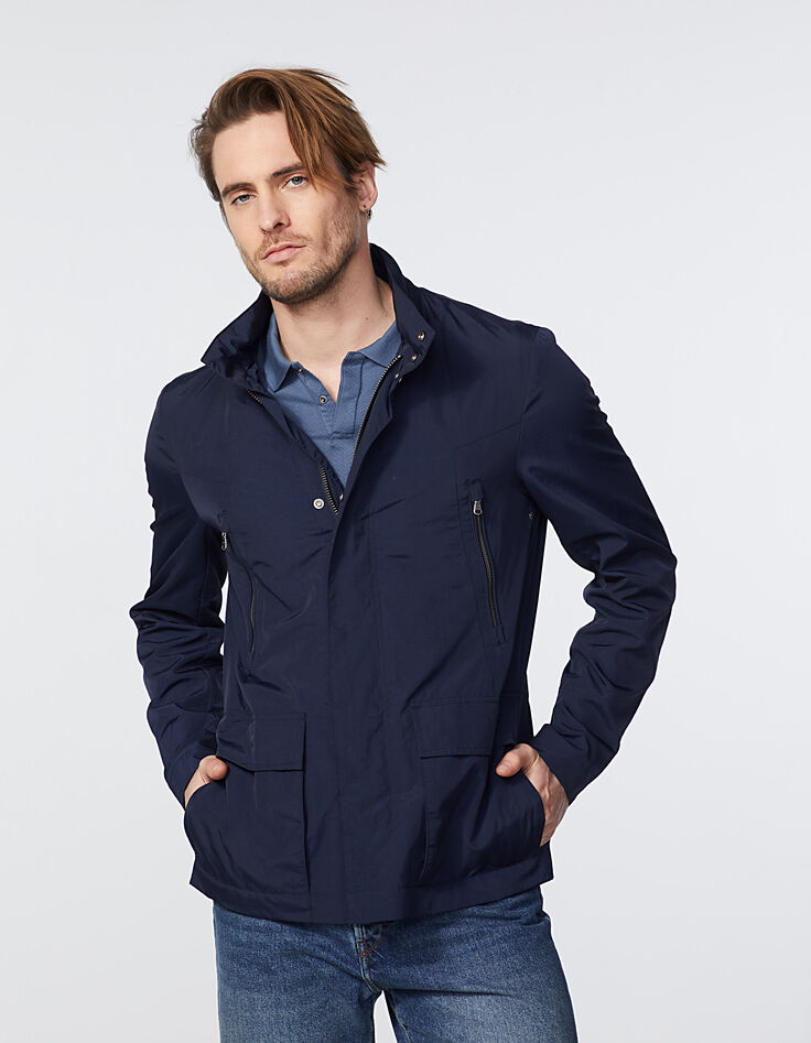 Men’s navy 4-pocket safari jacket-2