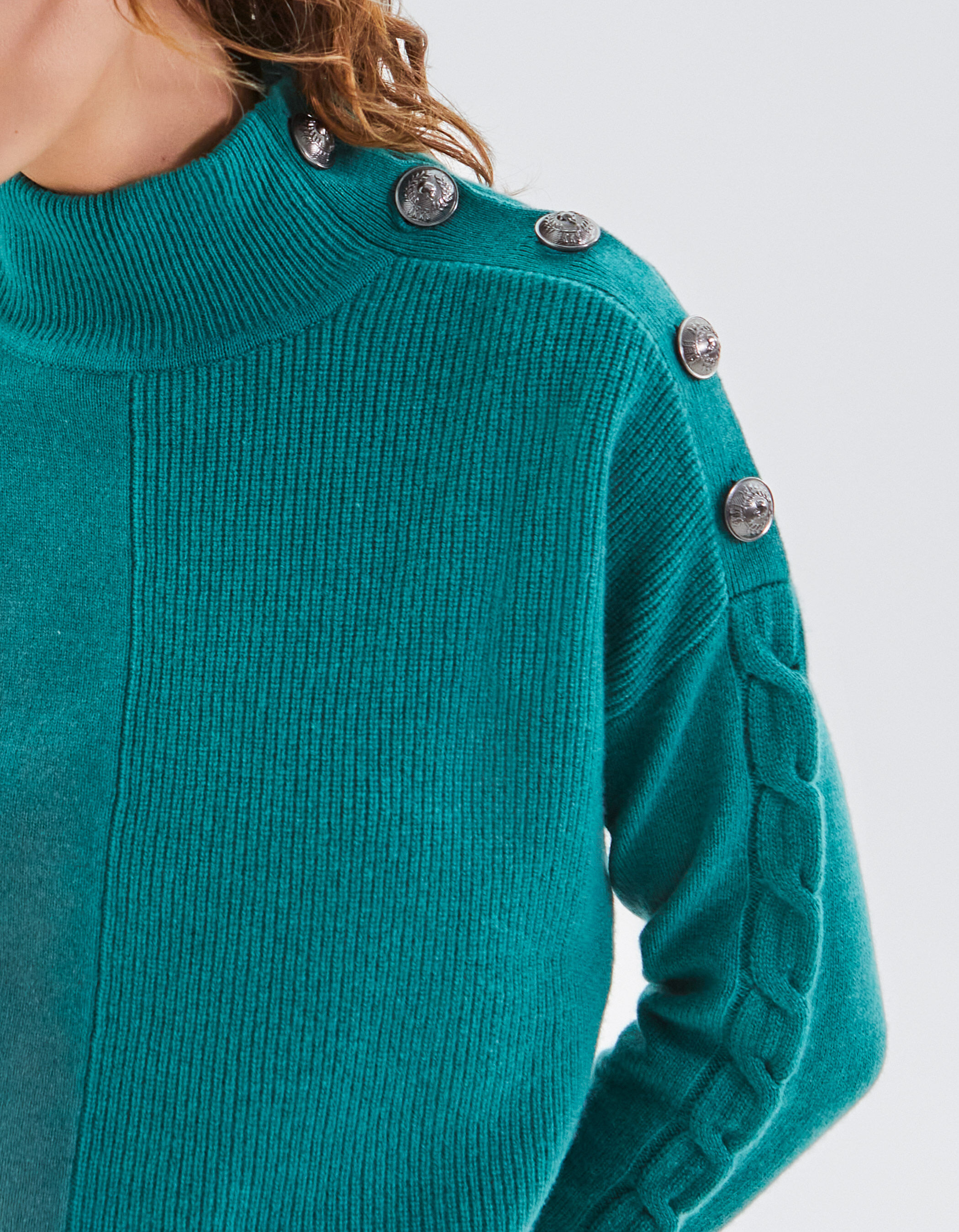 Pull bouton shop epaule femme