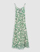 Women's green maxi tropical print long dress-6