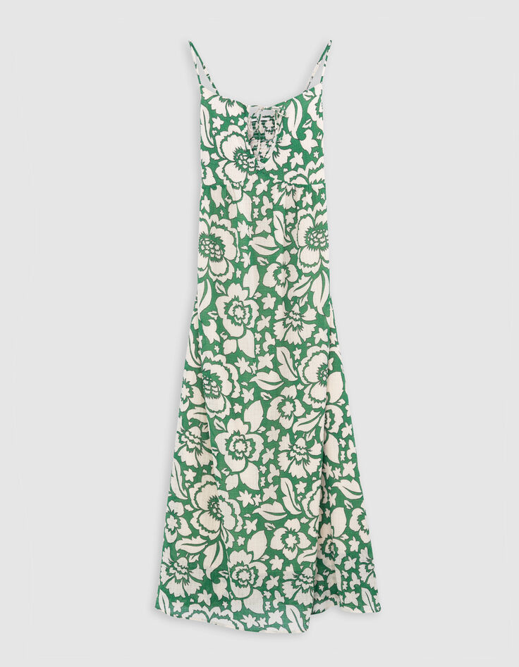 Women's green maxi tropical print long dress-6