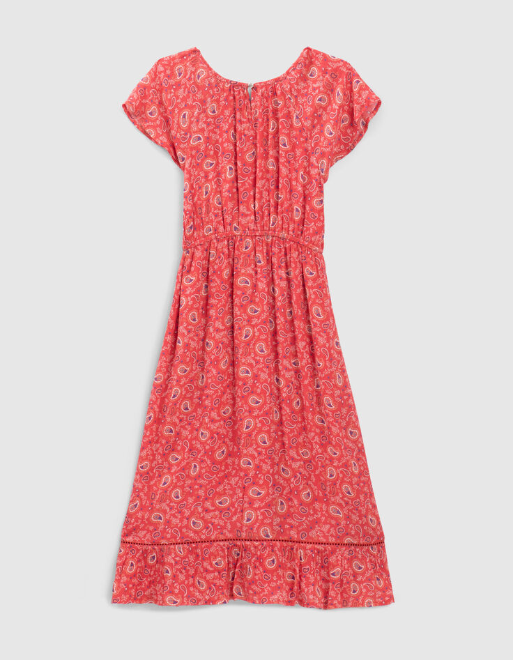 Girls' red paisley print Lenzing™ Ecovero™ viscose long dress-2