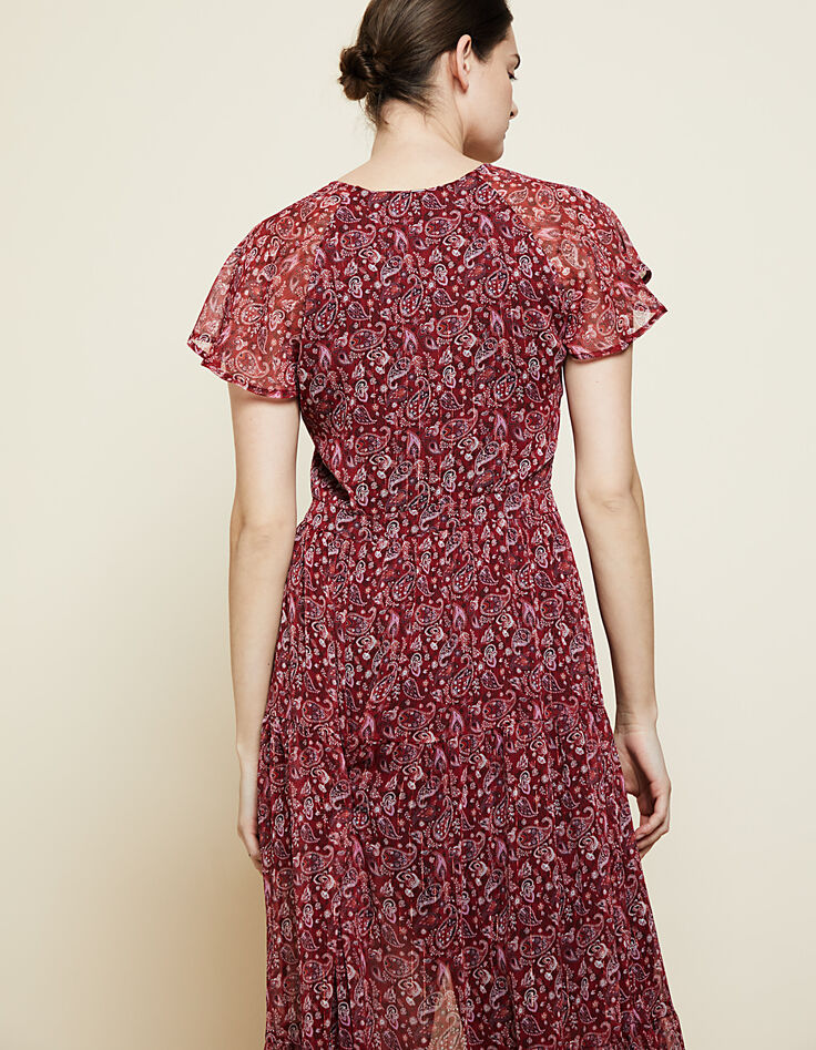 Metallic paisley-print voile long dress-3