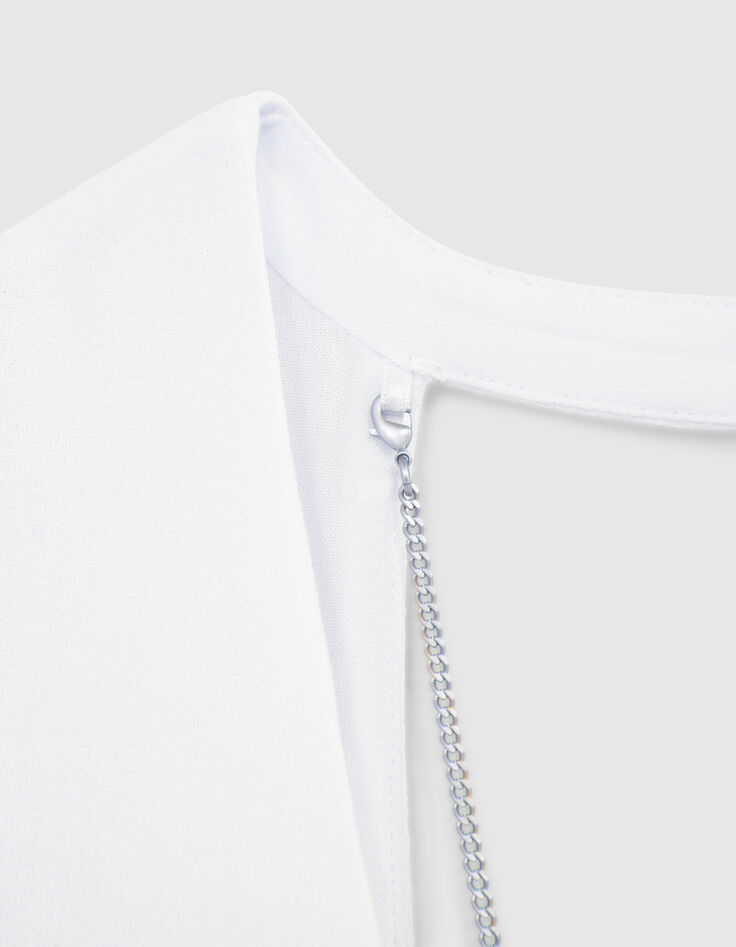 Vestido blanco roto reciclado collar detrás mujer-7 Vestido blanco roto reciclado collar detrás mujer-7