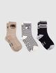 Boys’ navy, ecru and beige socks-1