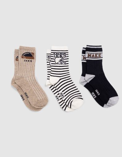 Boys’ navy, ecru and beige socks - IKKS