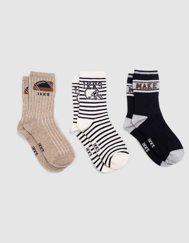 Boys’ navy, ecru and beige socks-1 Boys’ navy, ecru and beige socks-1