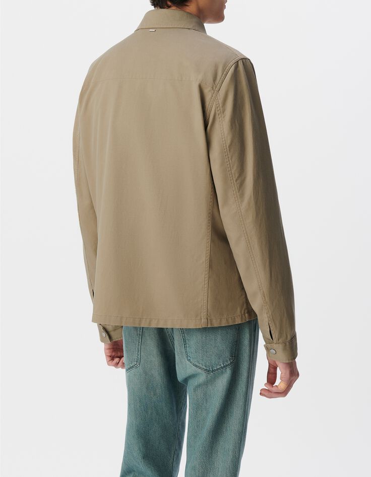 Beige Herrensafarijacke f&uuml;nf Taschen Rei&szlig;verschluss-3