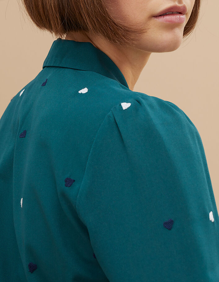 I.Code duck green midi dress with heart embroidery - I.CODE
