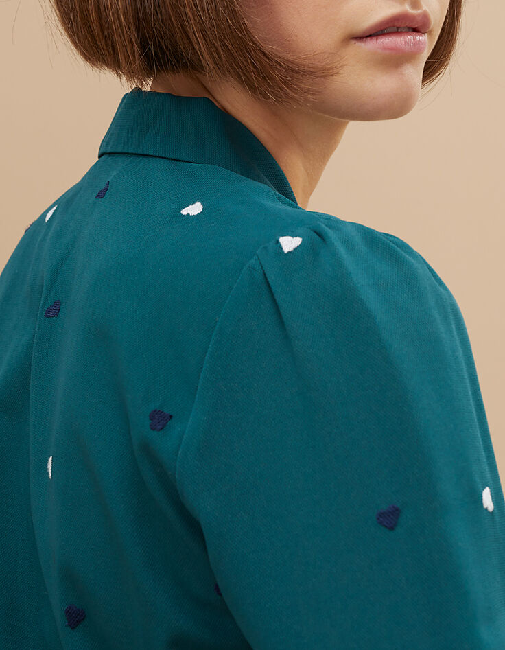 I.Code duck green midi dress with heart embroidery-4 I.Code duck green midi dress with heart embroidery-4