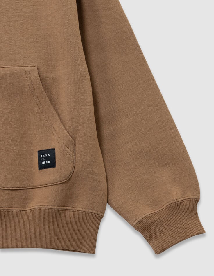 Sweat à capuche zippé camel embossé dos garçon-5
