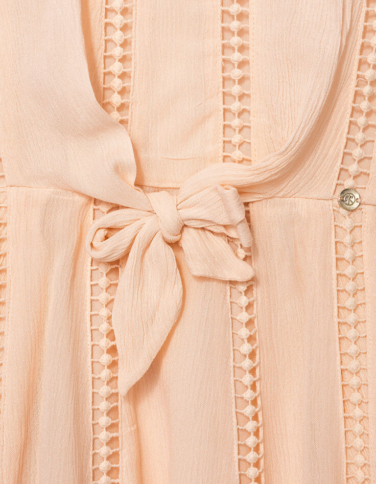 Poederroze jurk fantasie ladderajour meisjes-5