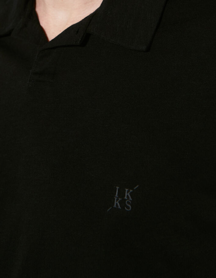 Men’s black slub short sleeve polo shirt - IKKS