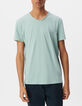 T-shirt L'Essentiel bleu gris coton bio col V Homme-2