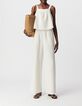 Ecru Overall, Baumwollgaze, beige Streifen-1