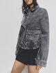 Pure Edition graue Damenjeansjacke im Bikerstil-2