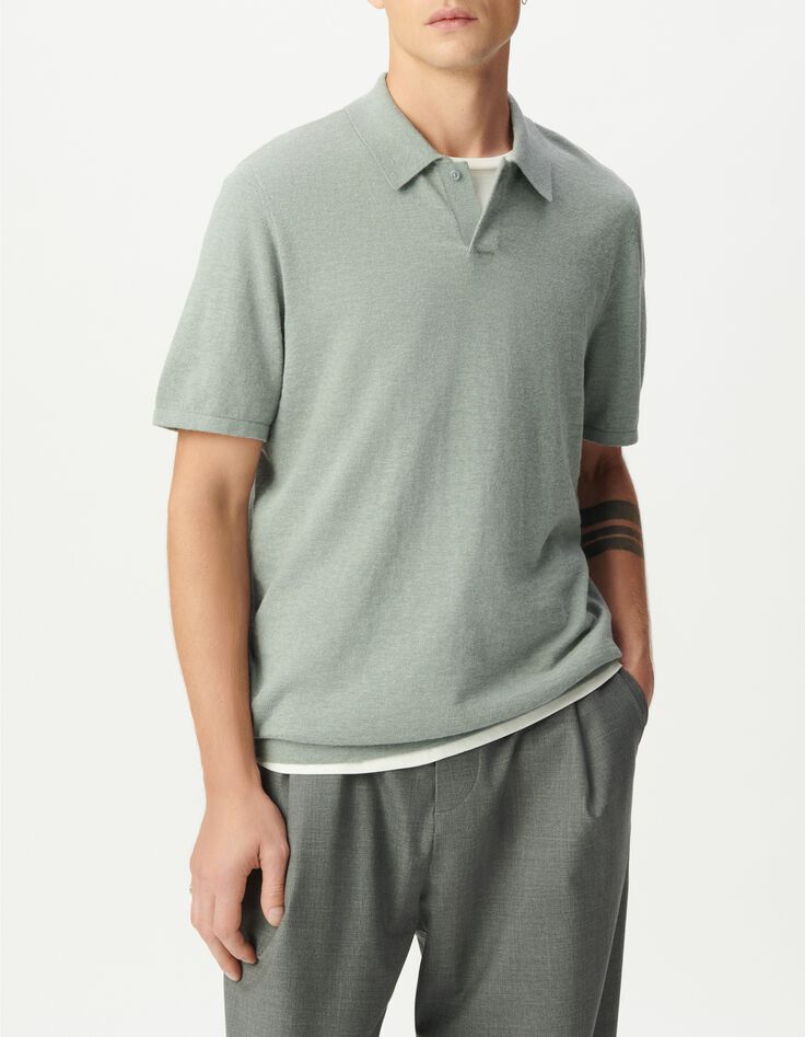 Polo azul gris punto flameado hombre-1